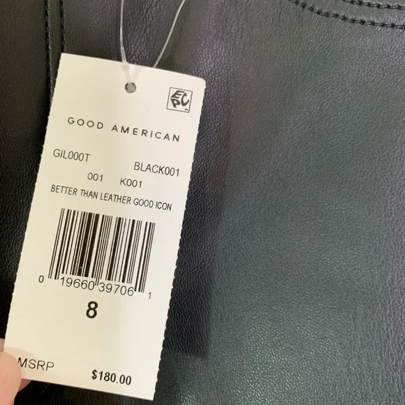 Good American Better Than Leather Faux Leather Good Icon Pants Black Size 8 NWT - Picture 10 of 12